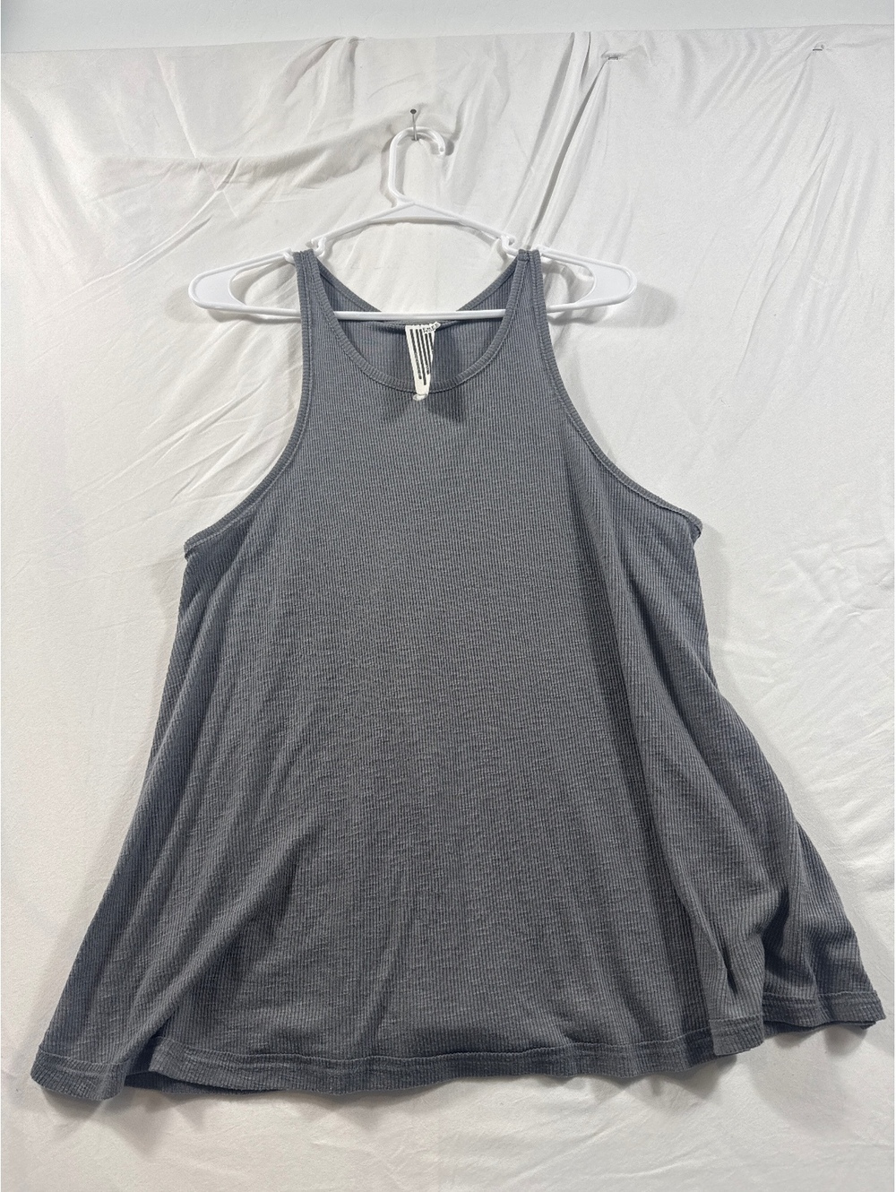 Free People Gray Ribbed Racerback Tank Top Size Large